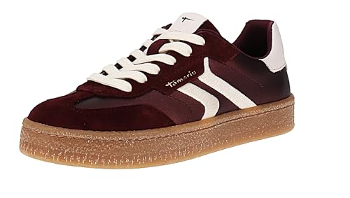 Tamaris Baskets Basses Plates pour Femme, Rouge (Bordeaux MET), 39