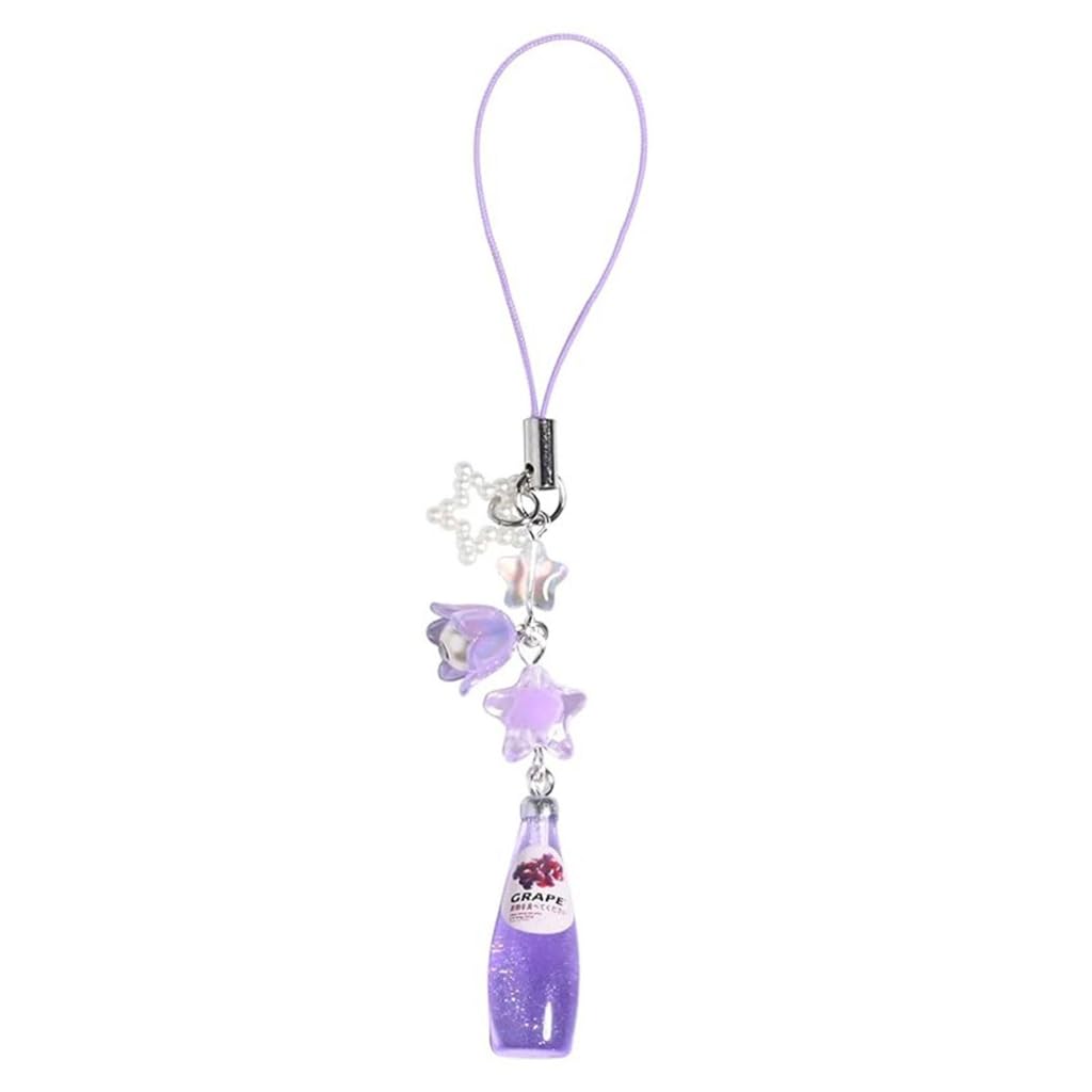 JSGHGDF Crystal Bead Water Bottle Charm Pendant Keychain Star Flower Beaded Phone Lanyard Lightweight Backpack Pendant Keyring