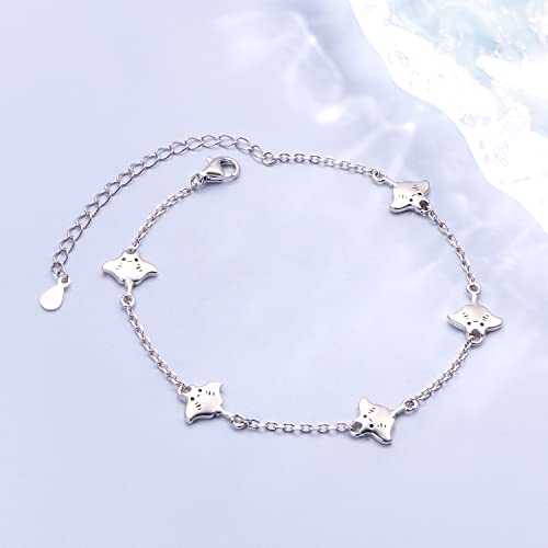 Ladytree Bracelet for Women 925 Sterling Silver Cute Flying Bat/Blue Jay/Turtle/Bunny/Stingary/Octopus Charm Adjustable Bracelet Ocean Jewelry Gifts for Mother Wife Daughter Family3
