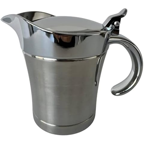 Mirror Finish Gravy Boat Stainless Steel - Thermal Double Wall 500ml Belle Habitat Cover