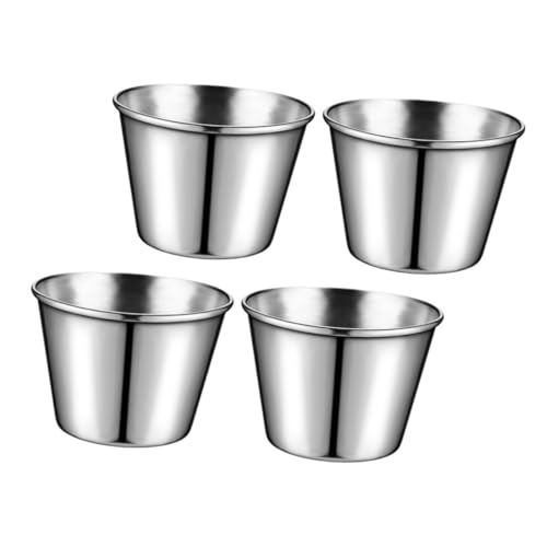 Alipis 4pcs Stainless Steel Sauce Cups Ramekin Sauce Dipping Bowl for Salad Dressing Condiments Mustard Ketchup