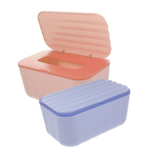 Kichvoe 2 Piezas Caja Dispensadora de Toallitas Reutilizable de Plástico con Tapa Sellada Unidades Cuadradas Rosa y para Baño Cocina y Habitación Infantil