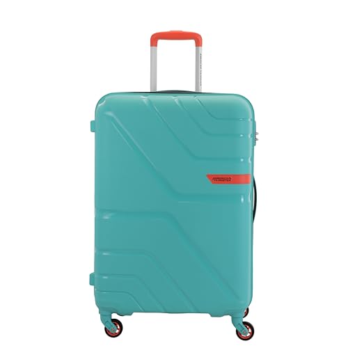 Image of American Tourister Upland Sport 68 CM Medium Checkin Polypropylene (PP) Hard 4 Wheels Spinner Luggage /Suitcase /Trolley Bag for Travel (Pool Blue)