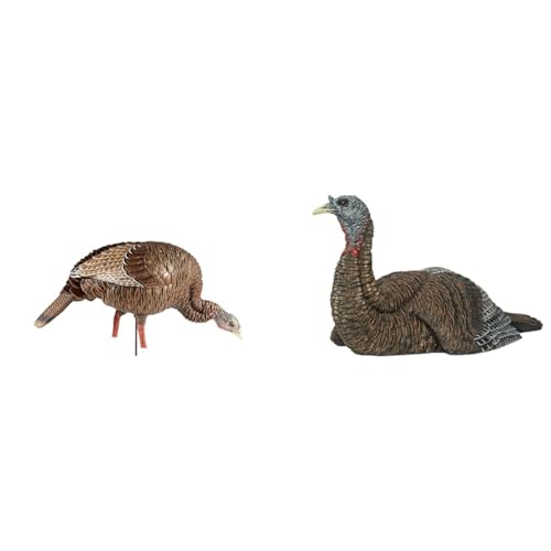 Avian-X HDR Feeding Hen and LCD Laydown Hen Turkey Decoys with Carry Bags and Stakes | Durable Realistic Hunting Decoys
