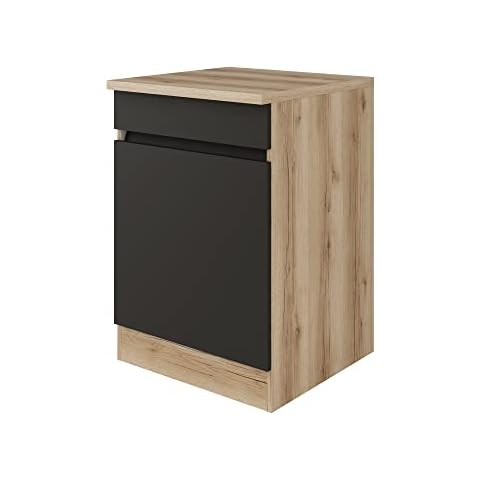 RIWAA - Spülen-Unterschrank Denver Küche - 1-türig, Breite 60 cm - Anthrazit matt Cover