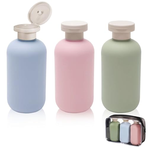 lbxtswpl Botellas de viaje para artículos de tocador de 200 ml, 3 botellas de viaje recargables, contenedor de viaje recargable para champú, desinfectante de manos, limpiador facial, gel de ducha (3
