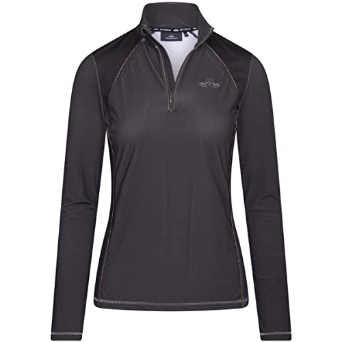 HV Polo Langarm Polo-Shirt Funktions-Shirt HVPSporty de lux halber Reißverschluss Strass (L, Antracite) Cover