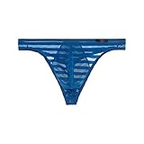 HOM Herren Bachelor G-String, Streifen Blickdicht/transparent blau, XL