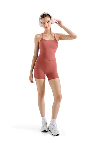 Image of SUUKSESS Women 2 Piece Workout Sets High Waisted Tummy Control Biker Shorts Halter Padded Tank Tops