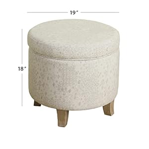 Homepop home decor upholstered round storage ottoman ottoman with storage for living room bedroom with flared legs linen large  urban country home decor