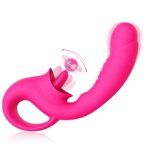 PXOOXP Clitoral G Spot Vibrator Women Sex Toys, Vibrating Silicone Dildos with 10 Sex Swing Licking & 10 Vibrating Modes for Nipple Anal Stimulation, Waterproof Rose Adult Sex Toys for Women Couples