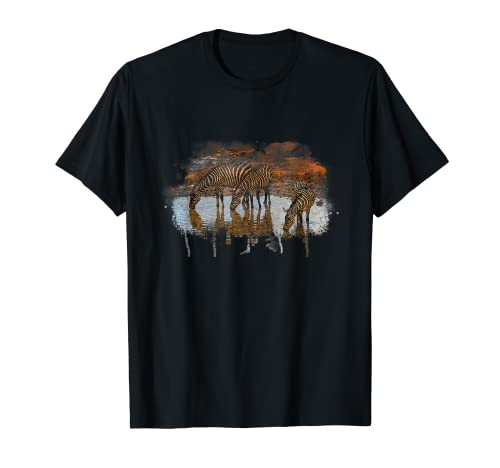 Zèbres Safari Peinture Faune Afrique Kenya T-Shirt