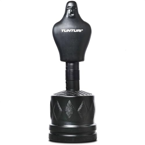 Tunturi Boxdummy autoportante – Sacco da boxe in piedi – manichino da allenamento per adulti – regolabile in altezza fino a 180 cm – Allenamento boxe – con piede imbottito – Include app fitness
