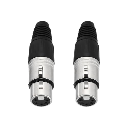 Connecteur XLR femelle à 5 broches argenté anti-interférence pour amplificateur