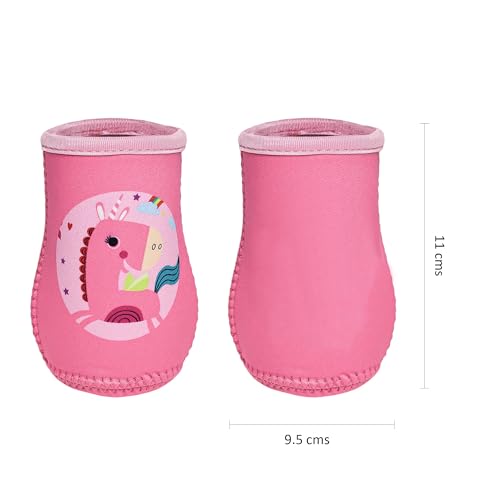 Image of THE LITTLE LOOKERS Cute Animated Patterned Soft Stretchable Baby Bottle Cover I Baby Feeding Bottle Cover for 125ml, 150ml to 240ml (Pink, Pack of 1)