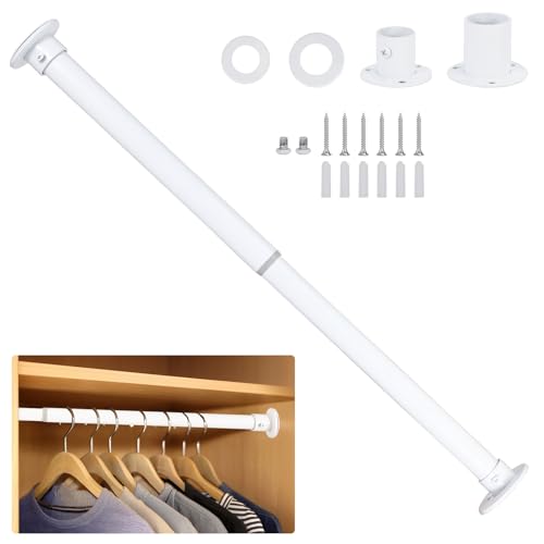 Wardlock Kleiderstange Schrank ausziehbar, Edelstahl Ausziehbare Kleiderstange für Kleiderschrank Innen, Teleskop Schrankstange für Kleidung (White, 48cm-80cm)