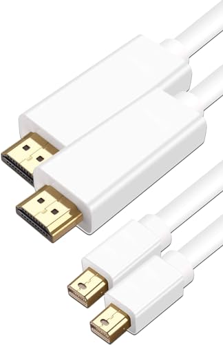 Fiaster Mini DisplayPort HDMI �ϊ��A�_�v�^ Thunderbolt mini dp �P�[�u�� �����b�L 4K 1080P HP (1080P�Ή� 1.8M, �z���C�g 2�{�Z�b�g)