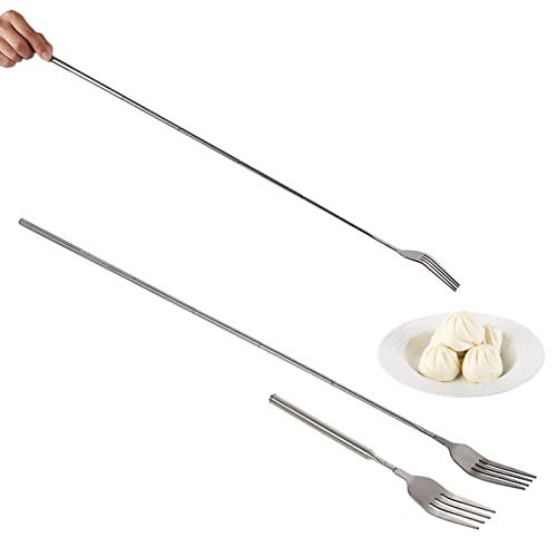 WGFOIP Stainless Steel Dinner Fork, Telescopic Dinner Fruit Dessert Long Handle Fork Barbecue Toasting Fork Cutlery for BBQ