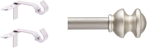 Miniatura 1 de Kenney Soportes de barra de cortina de ajuste rápido de 5/8 pulgadas sin medida y perilla Kendall, barra de cortina decorativa estándar para