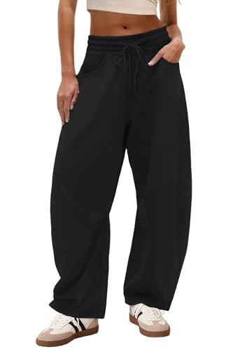 IWD Womens Barrel Sweatpants 2025 Baggy Wide Leg Pants Casual Elastic Waisted Drawstring Sweat Pants with Pockets