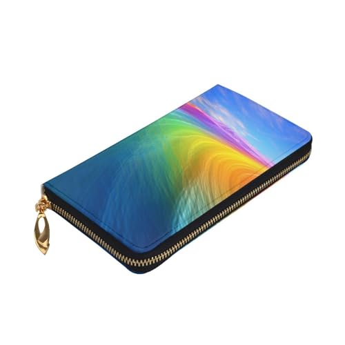 Rainbow Ocean Wallet for Men Women Long Purse Leather Clutch Large Business Handbag Travel Phone Holder Credit Card Holder Money Case with Zipper Leather Wallets Gift3