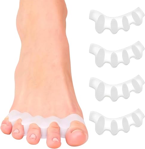 Image of Bunion Corrector Silicone Toe Separators For Fast Pain Relief - Orthopedic Bunion Spacers Spreader Free Size (White AFT)