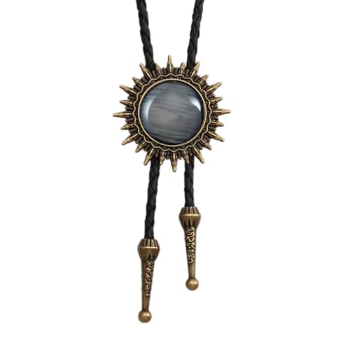 Cravate bolo en cuir tressé avec médaillon vintage rétro