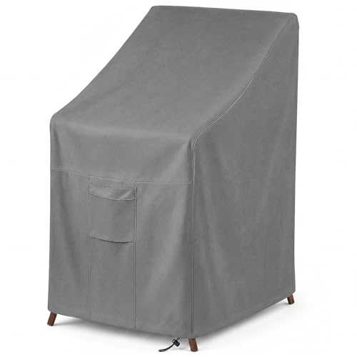 Vailge Stackable Patio Chair Cover 100% Waterproof Outdoor Chair Cover Heavy Duty Lawn Patio Furniture Covers Fits for 4-6 Stackable Dining Chairs 36Lx28Wx47H Grey
