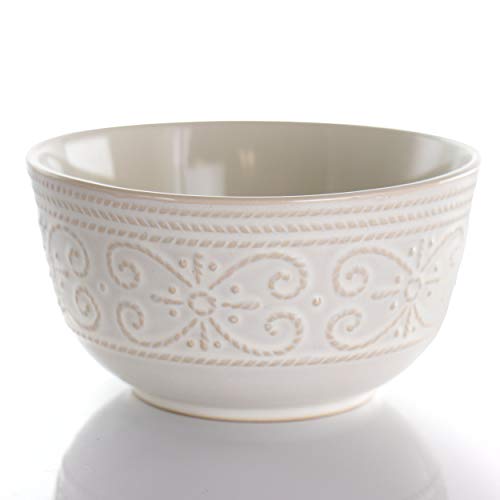 Elama LUNA Round Decorated Stoneware Scallop Embossed Dinnerware Dish Set thumb #6