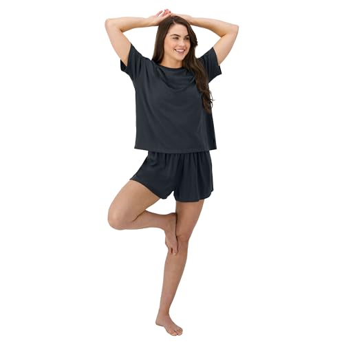 Image of Hanes Women's Originals 2 Piece Lounge, Comfywear Supersoft Boxy T-Shirt & Sleep Shorts Loungewear Set