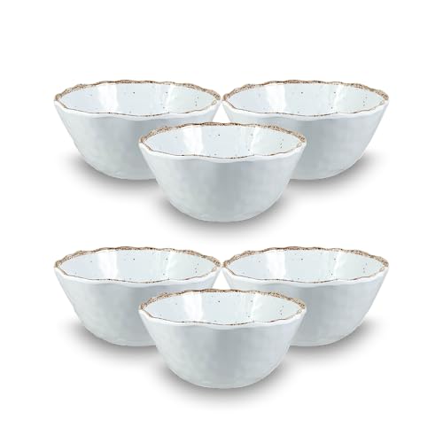 ARCA, Servizio di Ciotole, Set di 6 Ciotole, Realizzate in Melamina, Set per la Tavola, Colore Bianco, Collezione Tierra, 12x6 cm