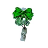 Clover Stethoscope Bow Badge Reel - Handmade Retractable ID Holder, Custom Nurse Badge Charm, Teacher Lanyard, Office Clip, St. Patrick's Day Badge Reel, Customizable, ST. Patty's Day