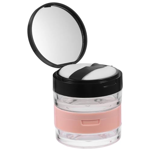 VALICLUD ルースパウダーコンパクトボックス 2個セット 携帯用ルースパウダーコンパクトケース バッグ収納可能 密閉設計 旅行向け 化粧品用空ケース ピンク鏡付き ブラック鏡付き