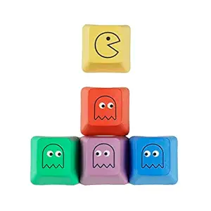 Mechkeeb OEM Proifile Pacman Five Dye PAC PBT Key caps Custom Sublimation keycaps for MX Mechanical Gaming Keyboard (OEM Pacman 5 Keys)