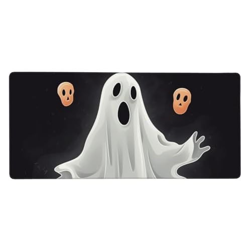 Tapis de souris de jeu antidérapant XXL à bords cousus et motif fantôme Halloween