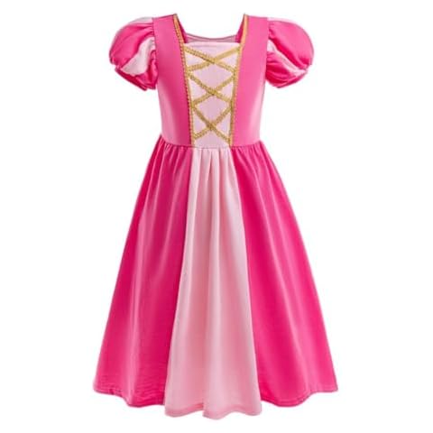 Dressy Daisy Toddler Girls Cotton Princess Dress Up Clothes for Halloween Birthday Party Everyday Outfit Size 4T to 5T, Hot Pink Cover