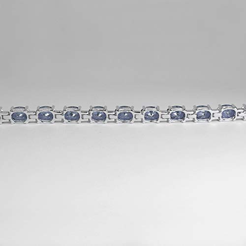 Color-Changing Alexandrite Tennis Bracelet Sterling Silver 925 / Oval-Shaped2