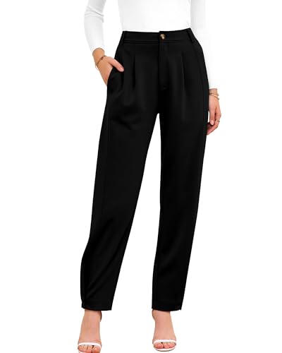 BTFBM Work Pants Women Business Casual Outfits Fall 2025 Elastic High Waist Dress Trousers Pockets Long Tapered Slacks