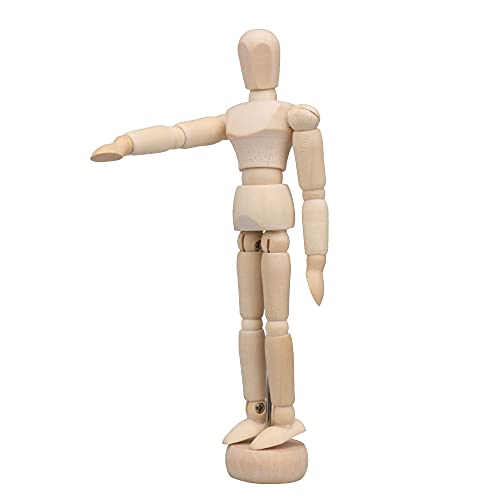 Maniquí articulado de madera BQLZR para artistas y dibujantes, con un tamaño de 11,9 cm, cuerpo flexible con base, beige, 13,9 cm