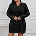 bawilom Long Sleeve Mini Dresses for Women Fashion Casual Vacation Collared V Neck Loose Tshirts Dress Fall Clothes Outfits Black