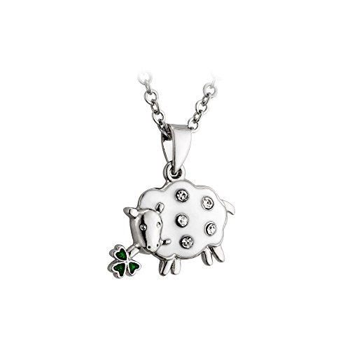 Irish Sheep Necklace Rhodium Plating, Enamel & Crystal