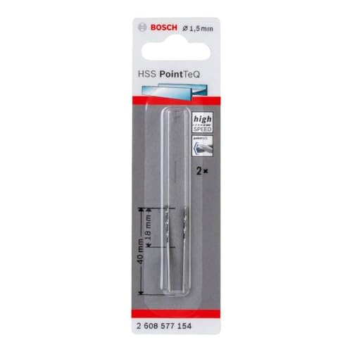 Bosch Professional 2x Forets hélicoïdaux HSS PointTeQ (pour métal, 1,5 x 18 x 40 mm, accessoires pour perceuse-visseuse)