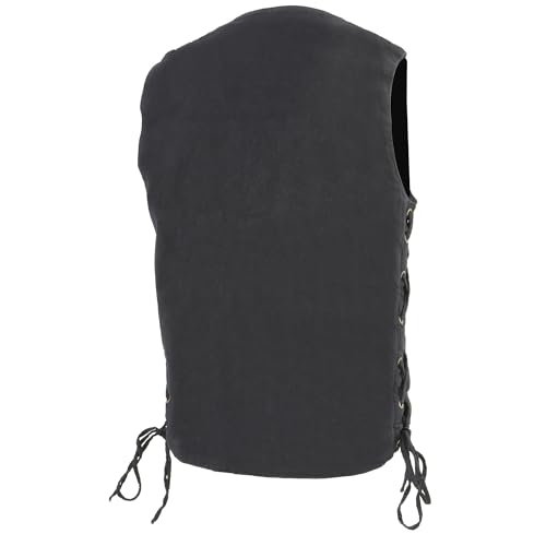 Milwaukee Performance Men's Classic Snap Front Side Lace Black Denim Vest w/ 8 Total Storage Pockets Including Gun Holster3