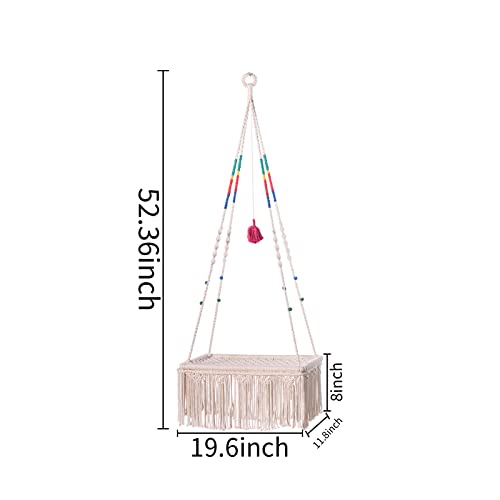 Nuatpetin Macrame Cat Hammock, Space Saving Cute Cat Swing Bed For Wall Hanging Indoor Cats, Cat Swing Hammock Kit For Large Cats, Sturdy Hanging Cat Window Seat With Funky Fringe, Boho Room Decor #TOP1