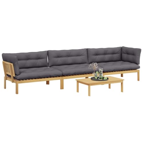 vidaXL 4 Pieza Unidades de sofá de palets de jardín, Sofá Exterior rústico, Resistente al Clima, Ideal para jardín y terraza, reuniones en el Patio