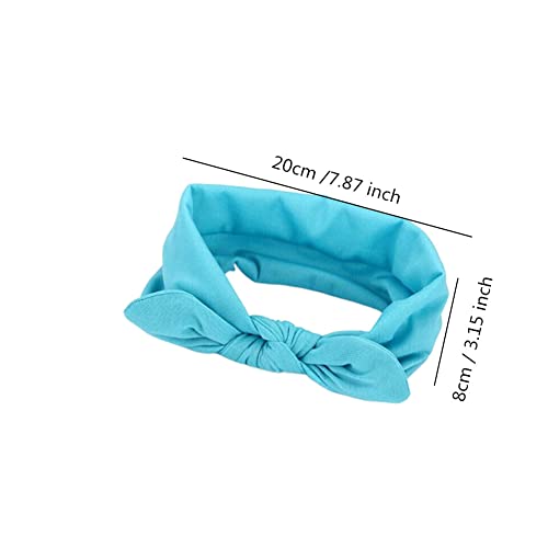 Jilukibo Elastic Turban Knotted Rabbit Hair Band Headband, Fashion Stretch Bow Head Wrap Hairband Headwear Hair Accessories (2 Pack, Green, Blue)2