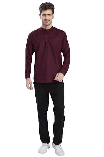 Image of DIVISIVE Men's Slim Fit Full Sleeves Cotton Short Kurta