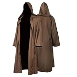GINLANIME Jedi Robe Adult Men Halloween Cosplay, Brown XXL