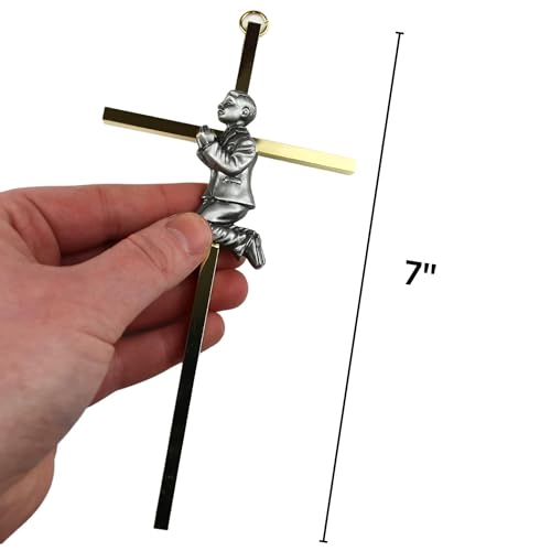 needzo first communion gift set for boys - gold plated tie clip ihs bell medal and brass wall cross 3 items included