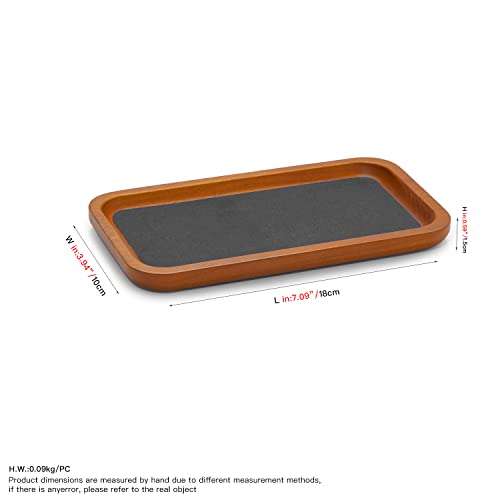 Oirlv Vassoio Per Gioielli In Legno Massiccio,Piccolo Vassoio Per Anelli,Orecchini, Bracciali, Portacollane,Organizer(Rettangolo,Grigio scuro) - immagine 6